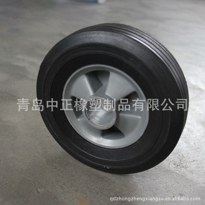 【8寸胶粉轮,实心, 银灰色塑料内芯】价格,厂家,图片,机动车轮胎,青岛中正橡塑制品-